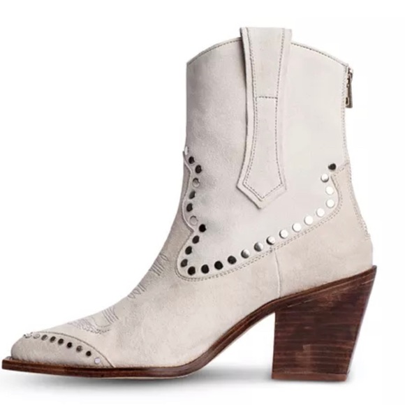 BNWT Zadig & Voltaire Women's Cara Studded Western Block Heel Booties Flash 39 - Picture 3 of 4